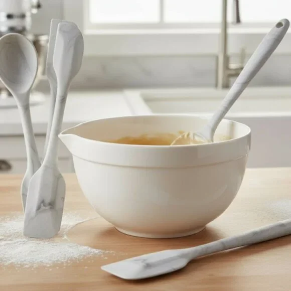 Marble Style Silicone Spatula Set 4pc Kitchen Cooking Utensils Heat Resistant - Picture 6 of 6